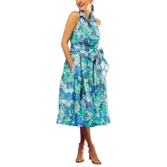 Sara Campbell Ashley Floral Halter Neck Button-Down Maxi Dress W/ Belt Size 12 - Picture 1 of 15